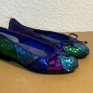 TOO MUCH IS NOT ENOUGH WOMEN'S MULTI COLOS SEQUENCE FLAT BALLET SHOES Size 7B